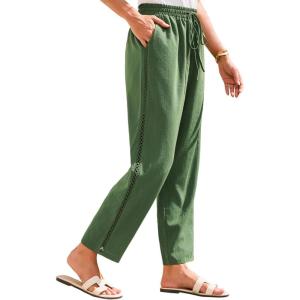 imageGRACE KARIN Womens Casual Lightweight Drawstring Pants Elastic Waist Pants with PocketsArmy Green