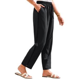imageGRACE KARIN Womens Casual Lightweight Drawstring Pants Elastic Waist Pants with PocketsBlack