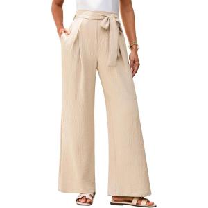 imageGRACE KARIN Womens Wide Leg Pants 2025 High Waist Adjustable Pleated Trousers Business Casual PantsApricot