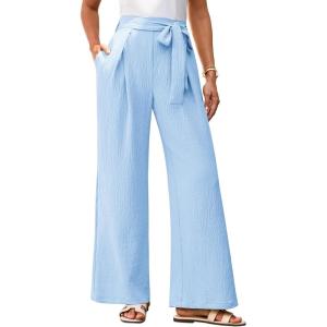 imageGRACE KARIN Womens Wide Leg Pants 2025 High Waist Adjustable Pleated Trousers Business Casual PantsBlue