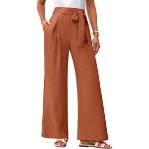 imageGRACE KARIN Womens Wide Leg Pants 2025 High Waist Adjustable Pleated Trousers Business Casual PantsBrown