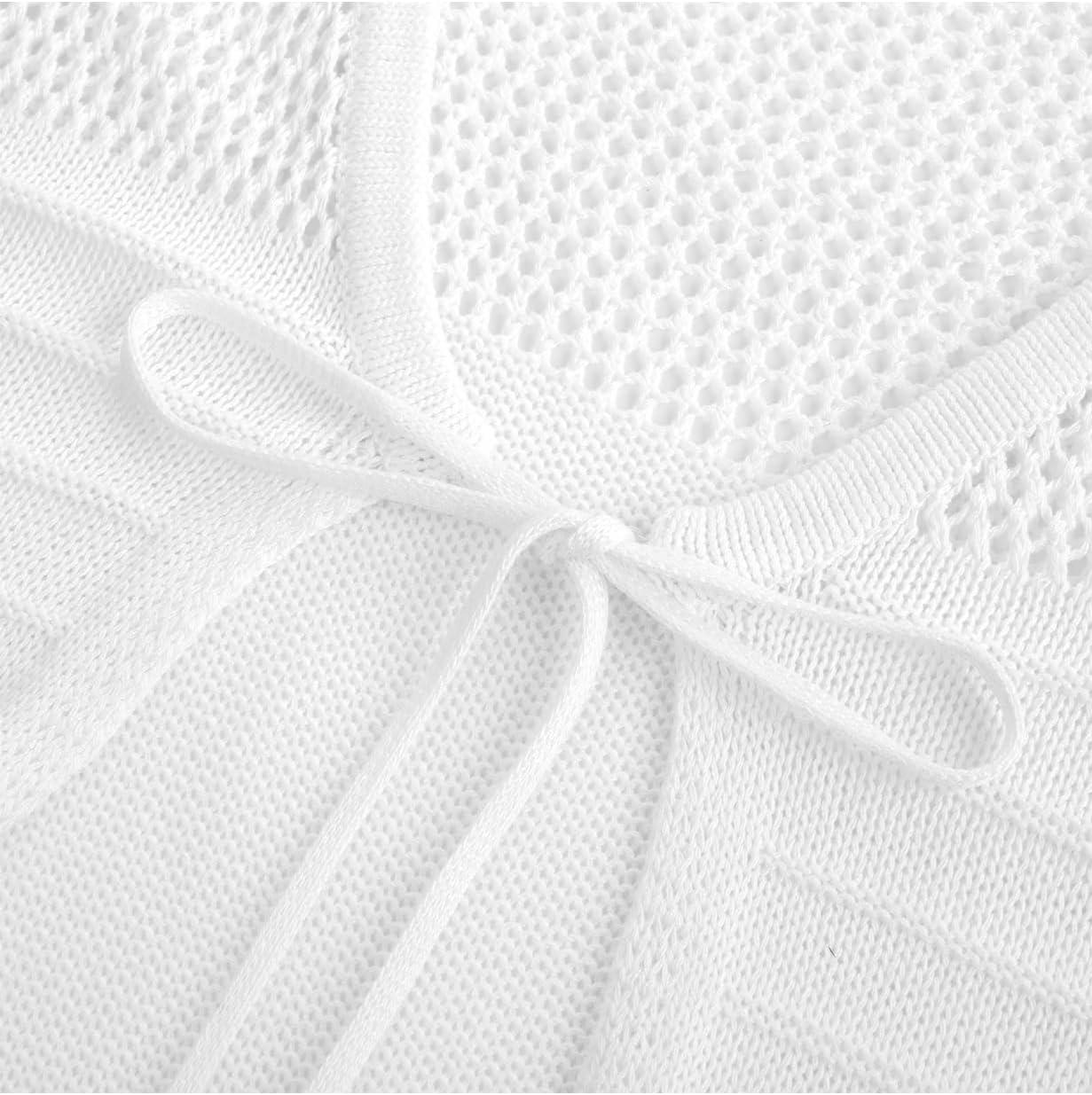 imageGRACE KARIN Womens Summer Sleeveless Cardigan Vest Lightweight Crochet Cardigan Casual Tie Front Beach Kimono CardigansWhite