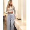 imageGRACE KARIN Women Cotton Palazzo Pants 2025 Summer Stripe Drawstring Loose Wide Leg Long Trousers with PocketsBlue White Stripe