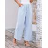 imageGRACE KARIN Women Cotton Palazzo Pants 2025 Summer Stripe Drawstring Loose Wide Leg Long Trousers with PocketsBlue White Stripe