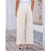 imageGRACE KARIN Women Cotton Palazzo Pants 2025 Summer Stripe Drawstring Loose Wide Leg Long Trousers with PocketsKhaki White Stripe
