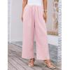 imageGRACE KARIN Women Cotton Palazzo Pants 2025 Summer Stripe Drawstring Loose Wide Leg Long Trousers with PocketsPink White Stripe