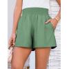 imageGRACE KARIN Women Summer Shorts Casual Boho Beach Comfy Smocked Elastic High Waist Pull On Flowy Short with PocketsArmy Green