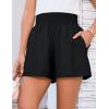 imageGRACE KARIN Women Summer Shorts Casual Boho Beach Comfy Smocked Elastic High Waist Pull On Flowy Short with PocketsBlack