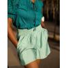 imageGRACE KARIN Women Summer Shorts Casual Boho Beach Comfy Smocked Elastic High Waist Pull On Flowy Short with PocketsBlue Green