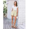 imageGRACE KARIN Women Summer Shorts Casual Boho Beach Comfy Smocked Elastic High Waist Pull On Flowy Short with PocketsKhaki