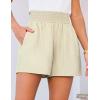 imageGRACE KARIN Women Summer Shorts Casual Boho Beach Comfy Smocked Elastic High Waist Pull On Flowy Short with PocketsKhaki
