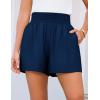 imageGRACE KARIN Women Summer Shorts Casual Boho Beach Comfy Smocked Elastic High Waist Pull On Flowy Short with PocketsNavy Blue