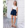 imageGRACE KARIN Women Summer Shorts Casual Boho Beach Comfy Smocked Elastic High Waist Pull On Flowy Short with PocketsNavy Blue