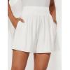 imageGRACE KARIN Women Summer Shorts Casual Boho Beach Comfy Smocked Elastic High Waist Pull On Flowy Short with PocketsWhite