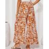 imageGRACE KARIN Womens 2025 Summer Wide Leg Palazzo Pants Elastic High Waisted Boho Casual Flowy Beach Pants with PocketsOrange Floral