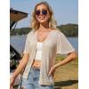 imageGRACE KARIN Womens Cardigan 2025 Lightweight Summer Short Ruffle Sleeve Button Down V Neck Casual Crochet CardiganApricot