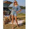 imageGRACE KARIN Womens Cardigan 2025 Lightweight Summer Short Ruffle Sleeve Button Down V Neck Casual Crochet CardiganGrey Blue