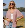 imageGRACE KARIN Womens Cardigan 2025 Lightweight Summer Short Ruffle Sleeve Button Down V Neck Casual Crochet CardiganPink