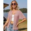 imageGRACE KARIN Womens Cardigan 2025 Lightweight Summer Short Ruffle Sleeve Button Down V Neck Casual Crochet CardiganPink