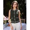 imageGRACE KARIN Womens Crew Neck Sweater Vest Sleeveless Color Block Button Down Cardigan Knit Tank TopsArmy Green