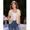 imageGRACE KARIN Womens Summer Cardigan Sweater 2025 Button Down Short Sleeve Cropped Lightweight V Neck Elegant Tweed TopsApricot