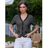 imageGRACE KARIN Womens Summer Cardigan Sweater 2025 Button Down Short Sleeve Cropped Lightweight V Neck Elegant Tweed TopsBlack