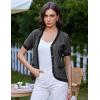 imageGRACE KARIN Womens Summer Cardigan Sweater 2025 Button Down Short Sleeve Cropped Lightweight V Neck Elegant Tweed TopsBlack