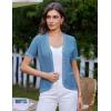 imageGRACE KARIN Womens Summer Cardigan Sweater 2025 Button Down Short Sleeve Cropped Lightweight V Neck Elegant Tweed TopsBlue