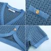 imageGRACE KARIN Womens Summer Cardigan Sweater 2025 Button Down Short Sleeve Cropped Lightweight V Neck Elegant Tweed TopsBlue