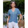 imageGRACE KARIN Womens Summer Cardigan Sweater 2025 Button Down Short Sleeve Cropped Lightweight V Neck Elegant Tweed TopsBlue