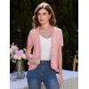 imageGRACE KARIN Womens Summer Cardigan Sweater 2025 Button Down Short Sleeve Cropped Lightweight V Neck Elegant Tweed TopsPink