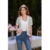 imageGRACE KARIN Womens Summer Cardigan Sweater 2025 Button Down Short Sleeve Cropped Lightweight V Neck Elegant Tweed TopsWhite