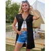 imageGRACE KARIN Womens Summer Sleeveless Cardigan Vest Lightweight Crochet Cardigan Casual Tie Front Beach Kimono CardigansBlack