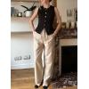 imageGRACE KARIN Womens Wide Leg Casual Pants Summer Lightweight Drawstring Elastic Waist Lounge Beach Palazzo with PocketsApricot