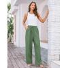 imageGRACE KARIN Womens Wide Leg Casual Pants Summer Lightweight Drawstring Elastic Waist Lounge Beach Palazzo with PocketsArmy Green