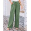 imageGRACE KARIN Womens Wide Leg Casual Pants Summer Lightweight Drawstring Elastic Waist Lounge Beach Palazzo with PocketsArmy Green