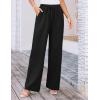 imageGRACE KARIN Womens Wide Leg Casual Pants Summer Lightweight Drawstring Elastic Waist Lounge Beach Palazzo with PocketsBlack