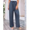 imageGRACE KARIN Womens Wide Leg Casual Pants Summer Lightweight Drawstring Elastic Waist Lounge Beach Palazzo with PocketsDrak Blue
