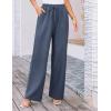 imageGRACE KARIN Womens Wide Leg Casual Pants Summer Lightweight Drawstring Elastic Waist Lounge Beach Palazzo with PocketsDrak Blue