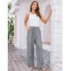 imageGRACE KARIN Womens Wide Leg Casual Pants Summer Lightweight Drawstring Elastic Waist Lounge Beach Palazzo with PocketsGrey