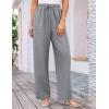 imageGRACE KARIN Womens Wide Leg Casual Pants Summer Lightweight Drawstring Elastic Waist Lounge Beach Palazzo with PocketsGrey