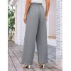 imageGRACE KARIN Womens Wide Leg Casual Pants Summer Lightweight Drawstring Elastic Waist Lounge Beach Palazzo with PocketsGrey