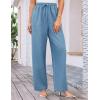 imageGRACE KARIN Womens Wide Leg Casual Pants Summer Lightweight Drawstring Elastic Waist Lounge Beach Palazzo with PocketsLight Blue