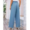 imageGRACE KARIN Womens Wide Leg Casual Pants Summer Lightweight Drawstring Elastic Waist Lounge Beach Palazzo with PocketsLight Blue