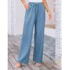 imageGRACE KARIN Womens Wide Leg Casual Pants Summer Lightweight Drawstring Elastic Waist Lounge Beach Palazzo with PocketsLight Blue