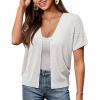 imageGRACE KARIN Womens Lightweight Summer Cardigan Sweater V Neck Button Down Open Front Crochet Knit Cropped Bolero ShrugsWhite