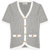imageGRACE KARIN Womens Summer Cardigan Sweater 2025 Button Down Short Sleeve Cropped Lightweight V Neck Elegant Tweed TopsWhite
