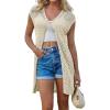 imageGRACE KARIN Womens Summer Sleeveless Cardigan Vest Lightweight Crochet Cardigan Casual Tie Front Beach Kimono CardigansBeige