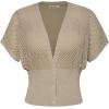 imageGRACE KARIN 2025 Women Short Sleeve Crochet Cardigan Summer Draped VNeck Bolero Shrug Sweater Hollow Out Beach Cover UpBeige