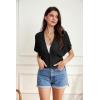 imageGRACE KARIN 2025 Women Short Sleeve Crochet Cardigan Summer Draped VNeck Bolero Shrug Sweater Hollow Out Beach Cover UpBlack